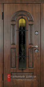 Стальная дверь Дверь с стеклом №9 с отделкой МДФ ПВХ